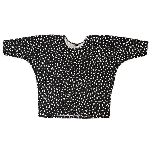 KIM & Cami Black and White Leopard Cheetah Top 1X - Picture 1 of 5